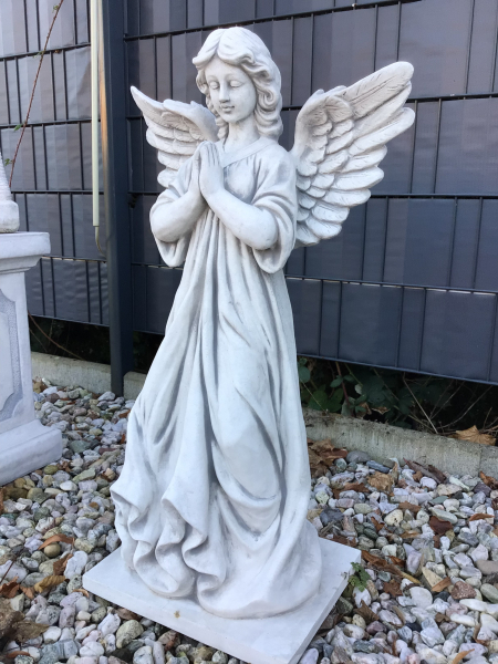 Engel Statue H. 80 cm Steinguss, Gartenfigur, Grabengel, Steinfigur, Gartendeko