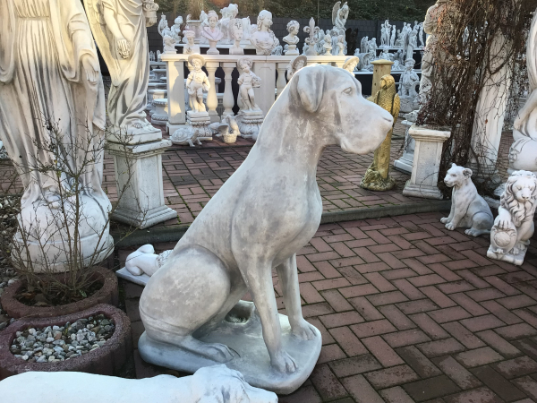 Steinfigur Dogge, H.114 cm Steinguss, Hund, Tierfiguren, Statuen, Gartenfigur