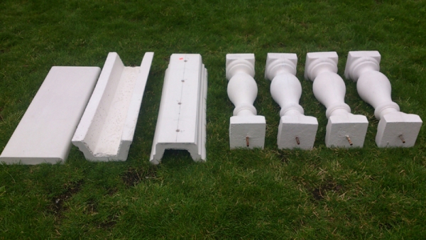 Balustraden Set, Komplettbalustrade, 75 cm Länge, Gesamthöhe 89 cm, Park & Gartendekoration, Steinguss