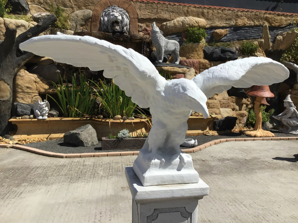 Steinfigur, Adler XXL, Lebensgroß, Park & Gartendekoration, Steinguss, Frostsicher, Statue