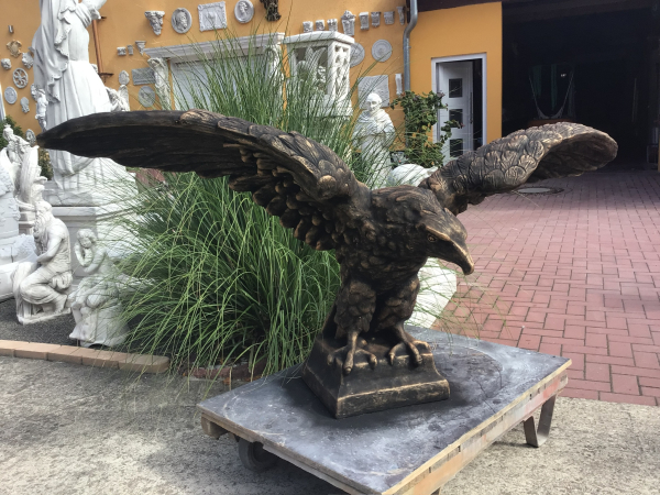 Steinfigur, Adler XXL, Lebensgroß, Park & Gartendekoration, Steinguss, Frostsicher, Statue
