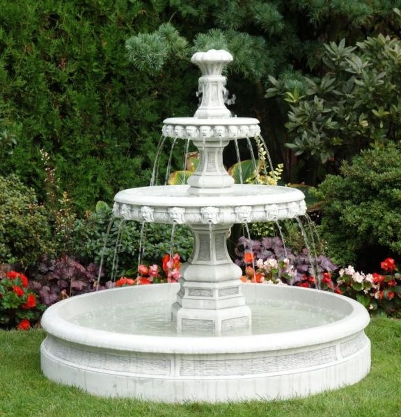 Gartenbrunnen Kaskadenbrunnen mit Brunnenbecken, Park & Gartendekoration, Steinguss