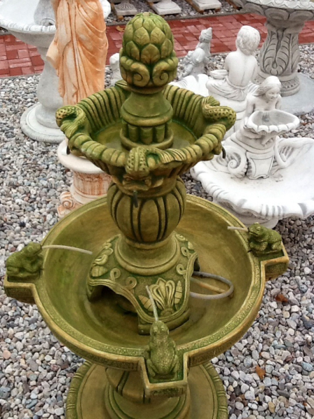 Gartenbrunnen, Etagenbrunnen mit Froschfiguren, Steinbrunnen, Springbrunnen, Park & Gartenfiguren, Steinguss