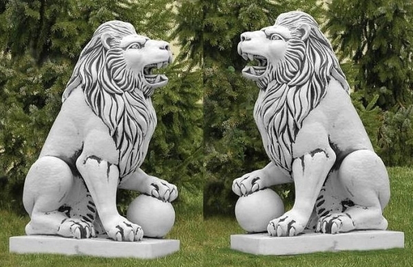 Steinfiguren Set, Gartenfiguren, Skulpturen, Statuen, Löwen Set