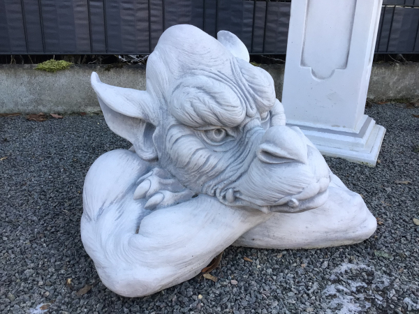 Steinfigur, Park &  Gartendekoration "großes Gargoyle Gesicht" Steinguss, Skulptur, Gartenfigur