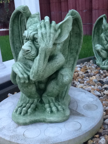 Gargoyle, Steinfigur, Torwächter, Gartenfigur, 27 cm hoch, Park & Gartendekoration, Steinguss, Skulptur