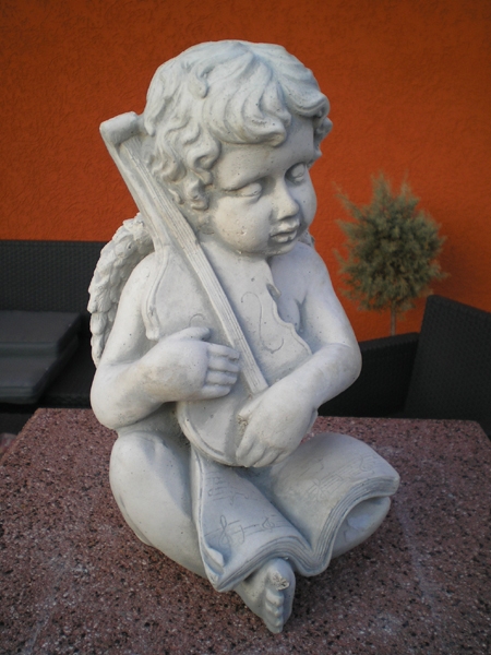 Gartenfigur, "süsser Engel spielt Violine" Park & Gartendekoration, Steinfigur, Skulptur, Steinguss