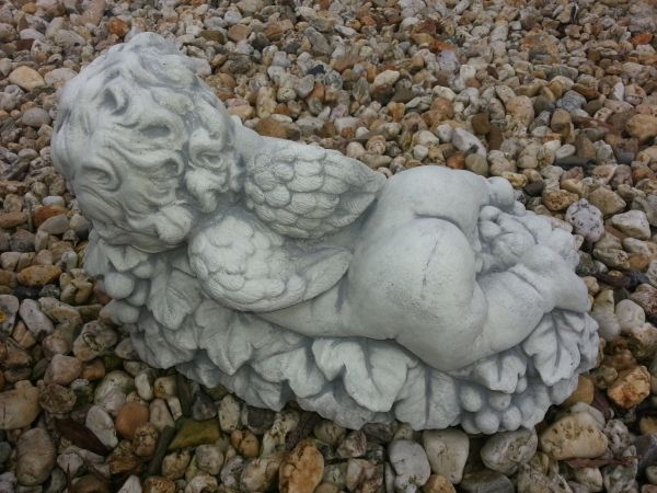 Angel figure garden decoration figure lying 41 cm length
