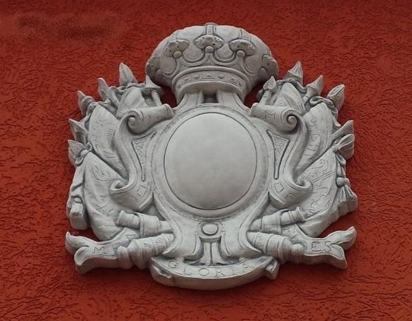 Wappen, Relief, Wandbild, Steinguss, Fassadenstuck, Stuck, Ornament
