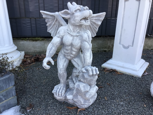 Gartenfigur, Mauerwächter, Gargoyle, 56 cm hoch, Park & Gartendeko, Skulpturen, Steinfiguren, Steinguss
