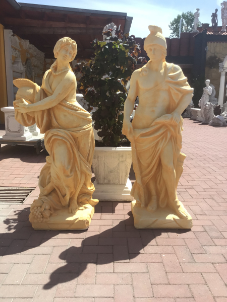 Steinfiguren Set, Römer & Römerin, Parkstatuen, Park & Gartendekoration, Gartenfiguren, Steinguss, Statuen