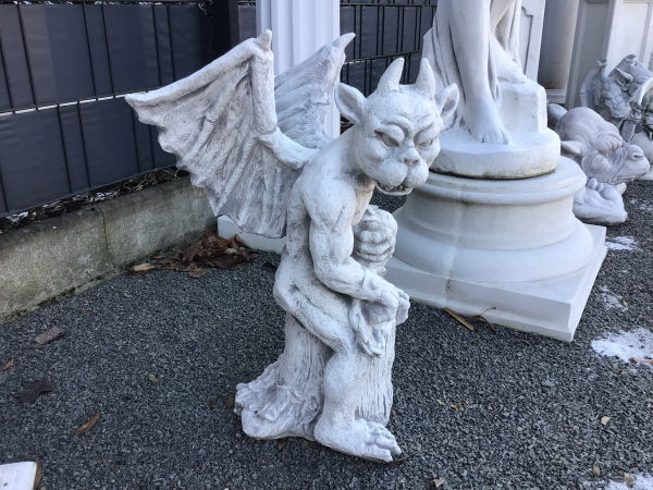 Gartenfigur, Gargoyle, 56 cm hoch, Torwächter, Skulpturen, Park & Gartendekoration, Steinfiguren, Steinguss