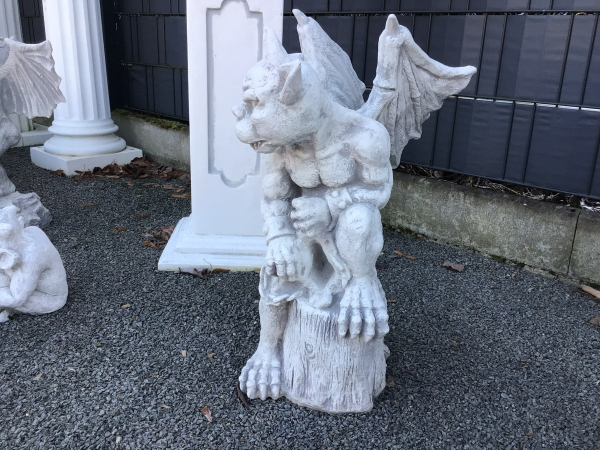 Gartenfigur, Gargoyle, 56 cm hoch, Torwächter, Skulpturen, Park & Gartendekoration, Steinfiguren, Steinguss