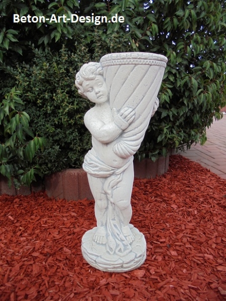 Gartenfigur "Junge mit Horn" zum bepflanzen, Park & Gartendekoration, Skulptur, Steinfigur, Steinguss
