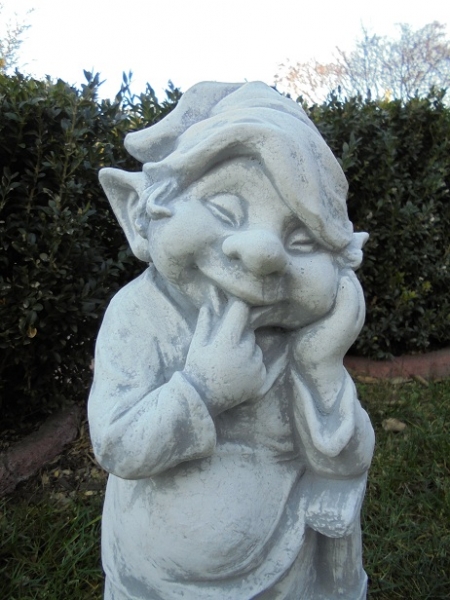 Zwerg, Troll, Wichtel, Skulptur, Steinfigur mit Pflanztopf