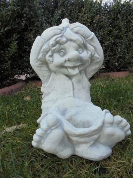 Zwerg, Troll, Wichtel, Skulptur, Steinfigur mit Pflanztopf