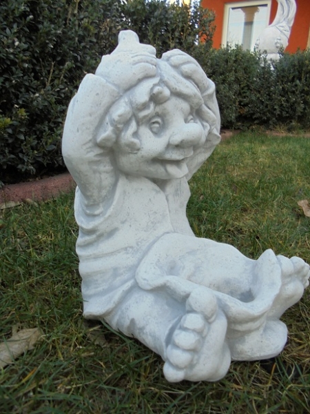 Zwerg, Troll, Wichtel, Skulptur, Steinfigur mit Pflanztopf