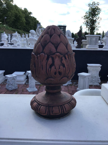 Pinienzapfen mit Sockel, Pfeilerschmuck, 28 cm hoch, Park & Gartendekoration, Steinguss