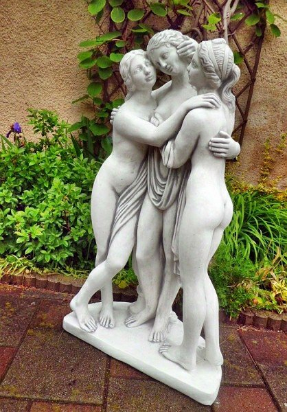 Gartenfigur, Statue, Figurengruppe "3 Grazien" 103 cm groß, Park & Gartendekoration, Steinfigur, Skulptur, Steinguss