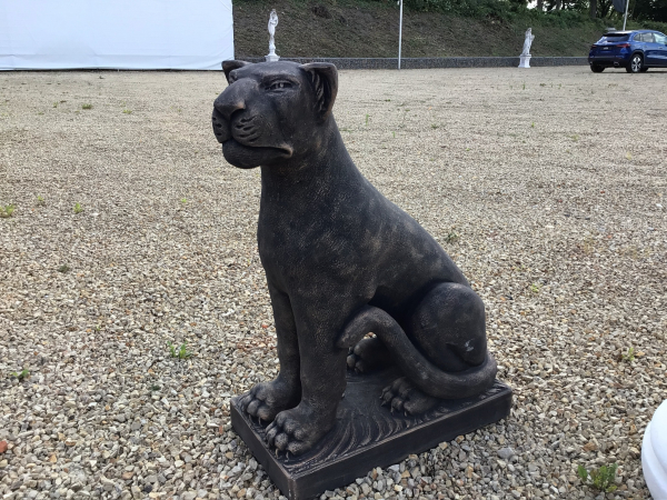 Gartenfigur, Leopard "links stehend" anmütige Gartenstatue, Park & Gartendekoration, Steinfigur, Torwächter