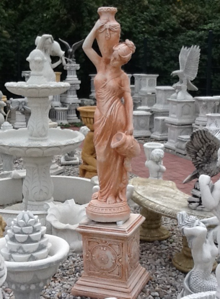 Steinfigur / Brunnenfigur "Wasserträgerin" Statue, Park & Gartendekoration, Gartenfigur, Teichfigur, Steinguss