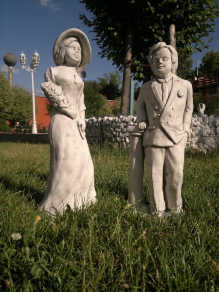 Steinfiguren Set, Gartenfiguren, Skulpturen, Statuen