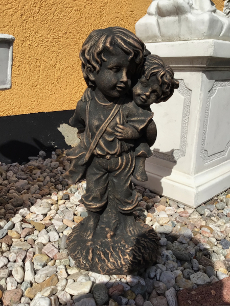Gartenfigur "Huckepack" Steinfigur, Skulptur, Park & Gartendekoration, Steinguss